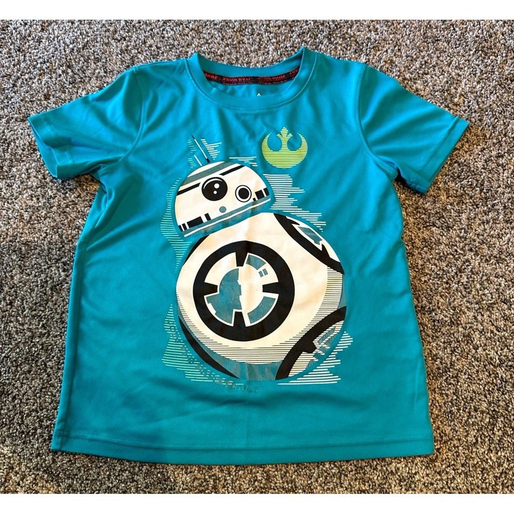 Star Wars Boys Teal BB-8 Short Sleeve Athletic Tee Size 6